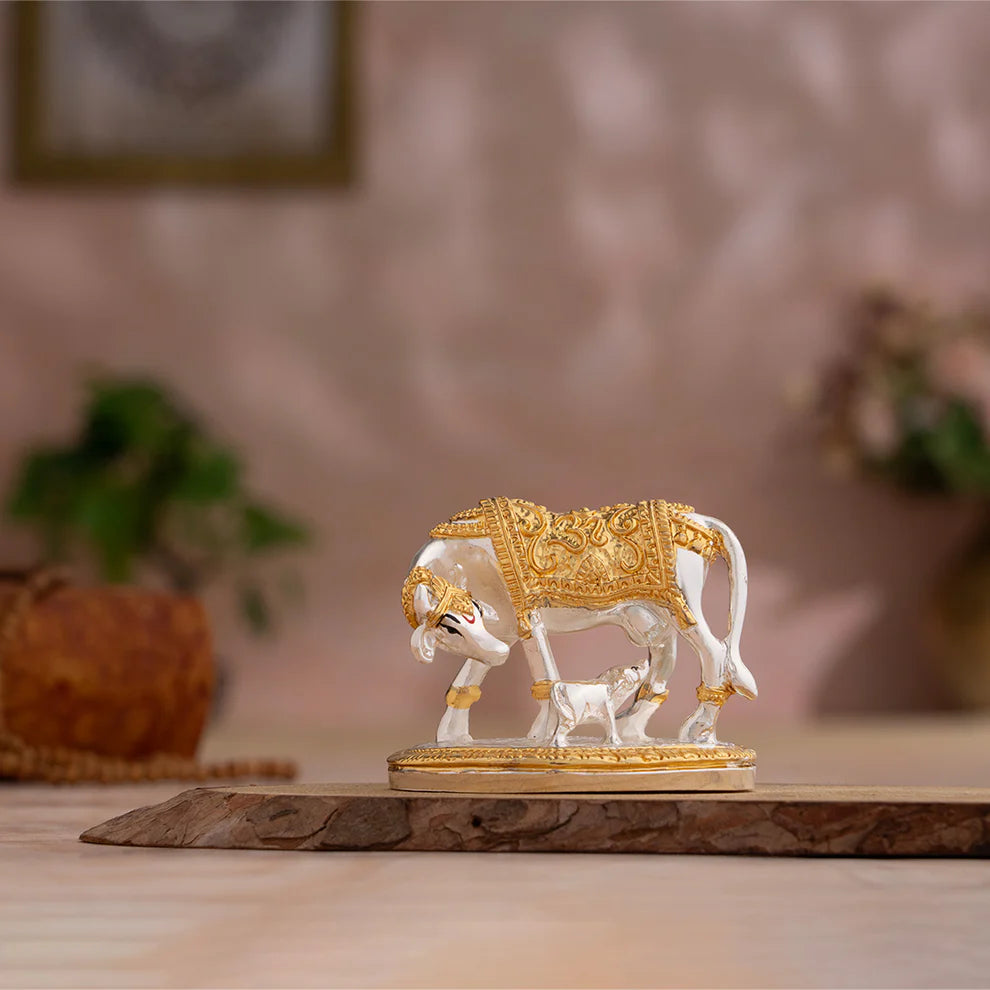 Kamdhenu Cow with Calf Idol