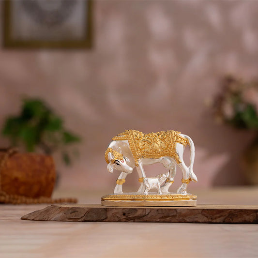 Kamdhenu Cow with Calf Idol
