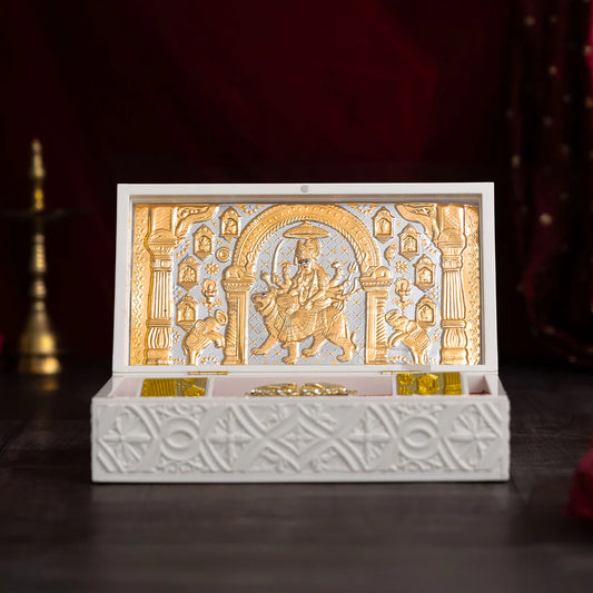 Svastika Nav Durga Pocket Temple - Gold Coated (Big)